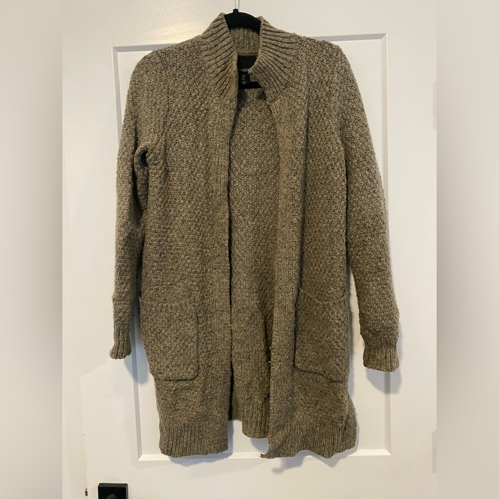 Cynthia Rowley Tan Cardigan Sweater Longline Open-Front